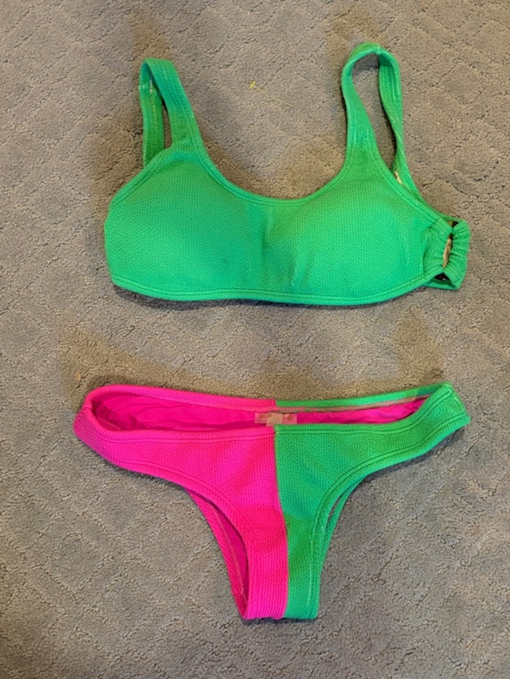 Pilyq Neon Green & Hot Pink Colorblock Bikini Bottom PQ